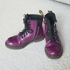 Dr. Martens Air Cushion Sole Purple Boots, Girls Size 11 (Child)